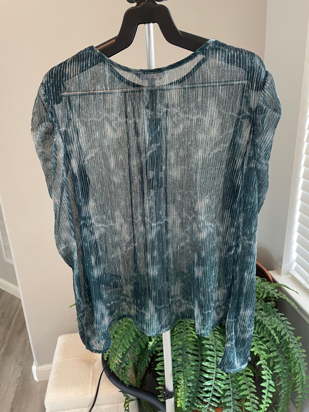 BB Dakota by Steve Madden Teal Long Sleeve Top with Puffed Sleeve - Picture 4 of 7